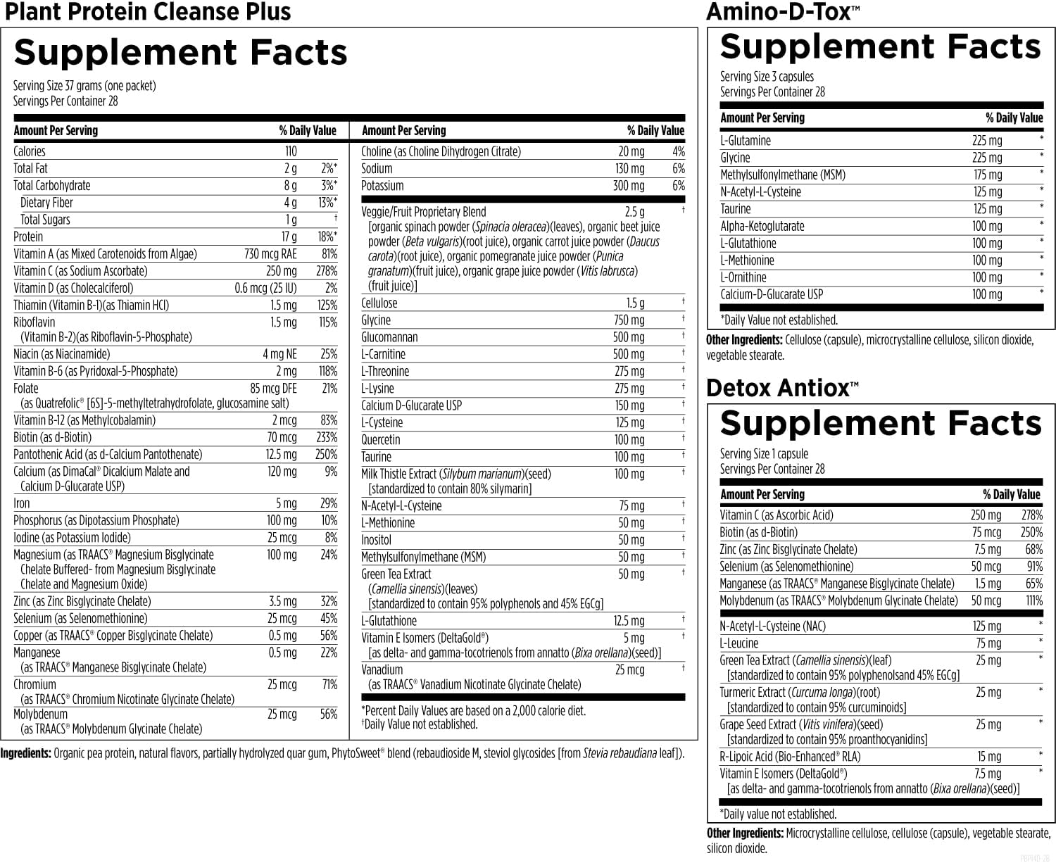 Designs for Health Plant Protein Cleanse Plus 14 Day Detox Program - Promotes Healthy Liver Function + Metabolic Cleanse with Antioxidants + Herbs, Vegetarian (28 Protein Powder Drink + Vitamin Packs)