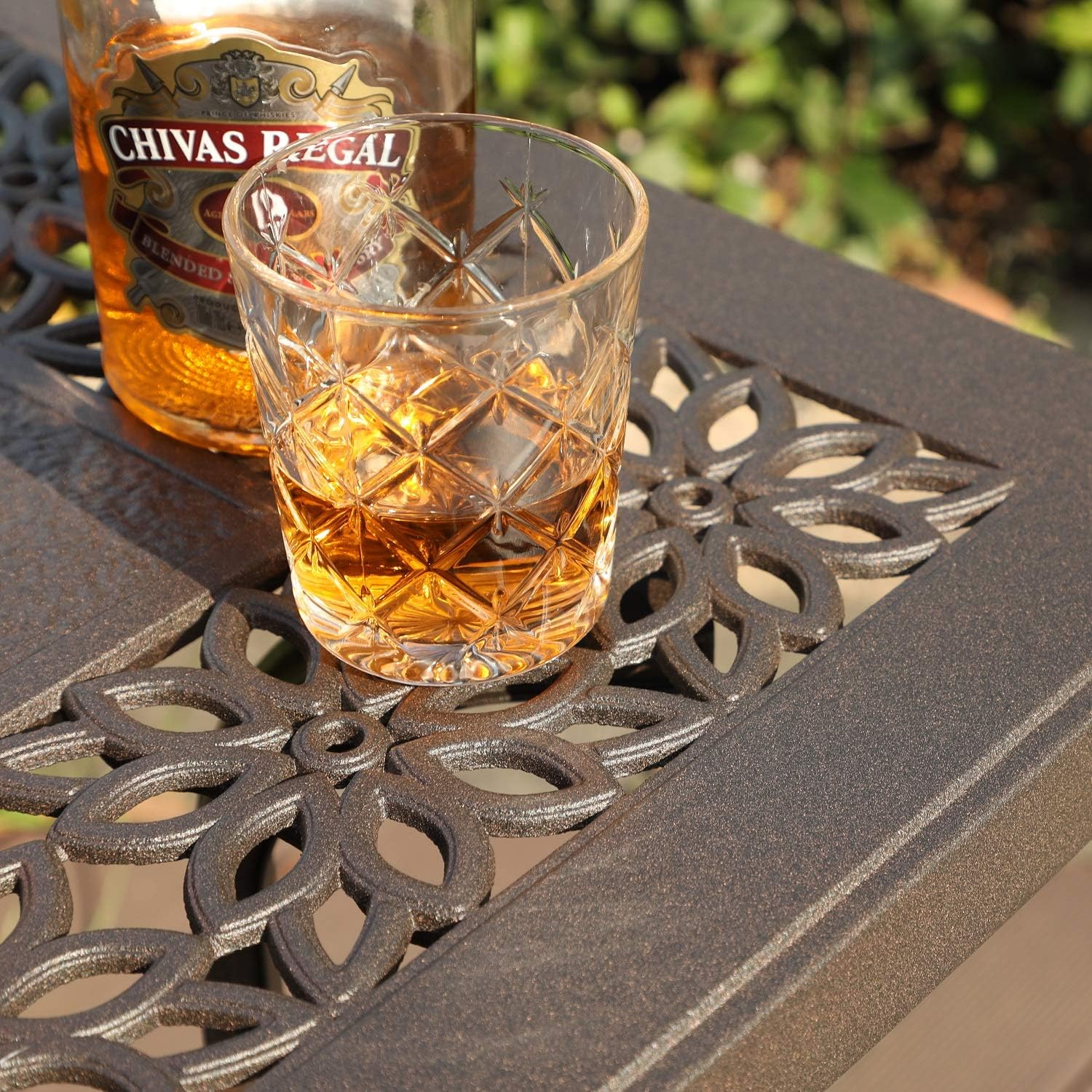 Sophia & William Patio Coffee Table Rectangle, Modern Outdoor Cast Aluminum Coffee Table 38.6" L x 23.0" W x 18.9" H, Brown