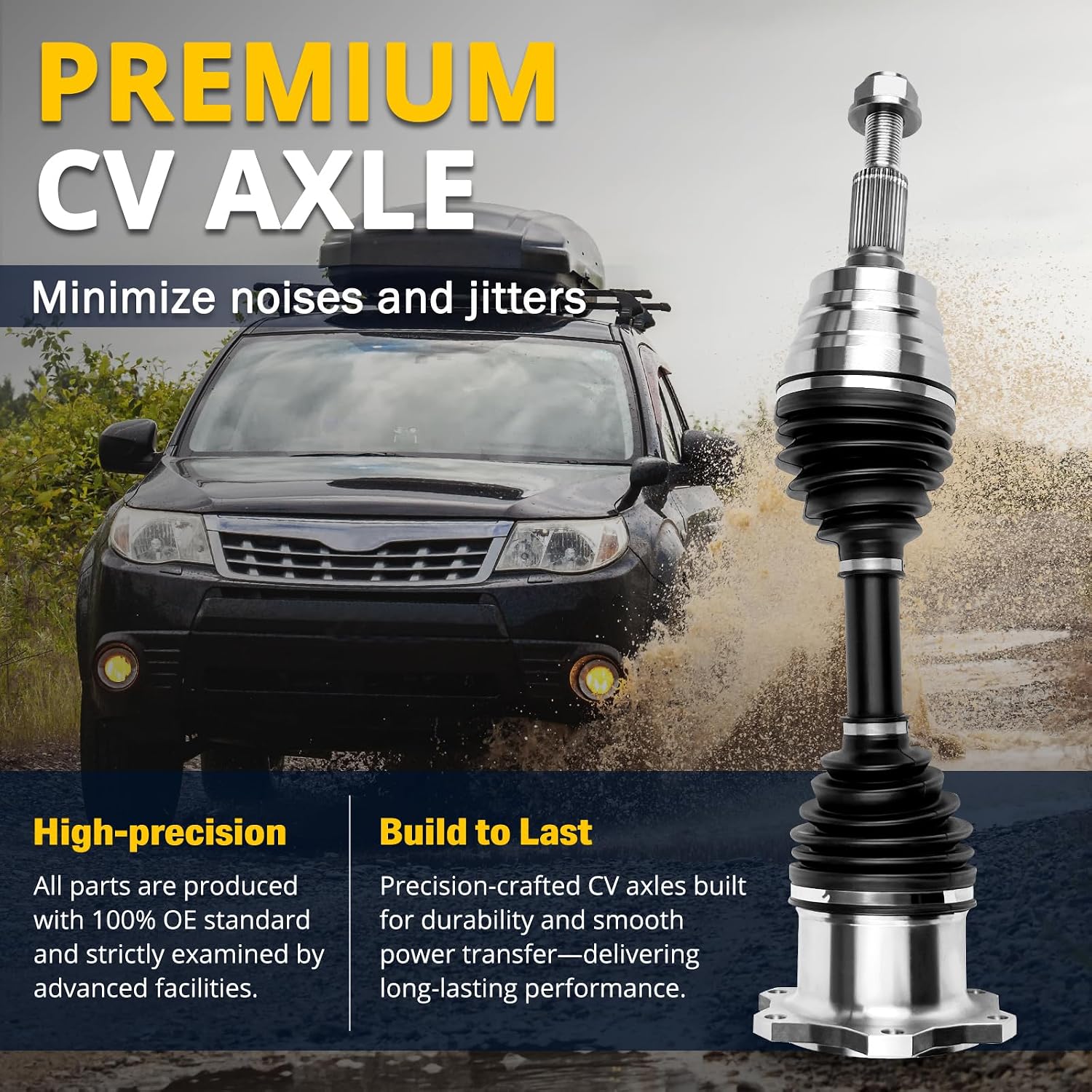 AUTOCLUB Front Driver or Passenger Side for 2001 2002 2003 2004 2005-2010 Chevy Silverado 2500 HD CV Axle, for Avalanche Silverado Suburban GMC Sierra Yukon XL 1500 2500 3500 HD Replacement, 4WD 6-Lug