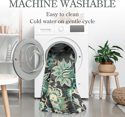Miniatura 4 de Lahome Alfombra redonda lavable floral de 3 pies, alfombra redonda pequeña y bohemia para dormitorio, antideslizante, resistente a las manchas, para