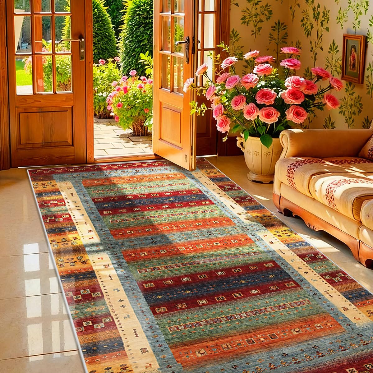 AYHSMNOU Runner Rugs for Hallway, Kitchen Mats Non Slip Washable, Heavy Duty Hallway Runner Rug, Rubber Backing, 10 Mm Thick, Both Indoor & Outdoor Use 100 x 200 cm