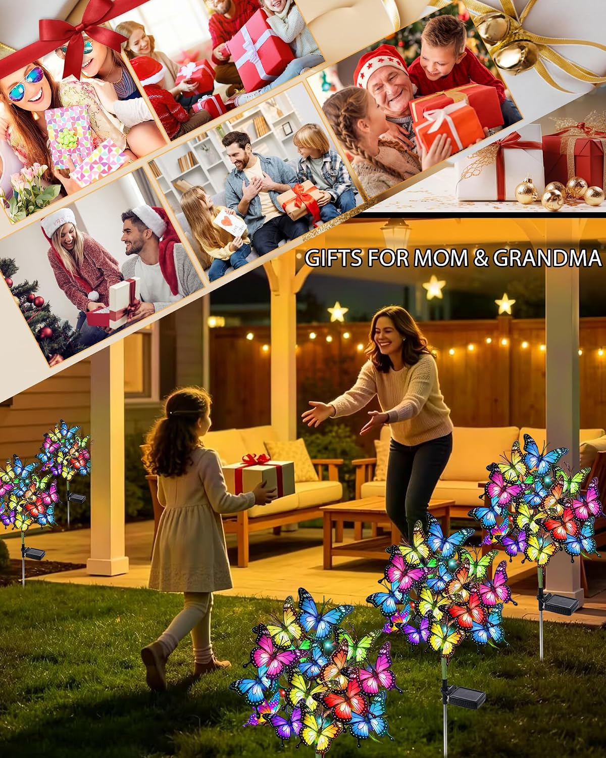 Solar Garden Lights Outdoor Waterproof Decorative | Solar Lights Outside 2 Pack with 86 LED 34 Butterfly Flowers Garden Decor Yard Patio Lawn, Gifts for Women Mother's Day Mom 2Pack thumbnail 6