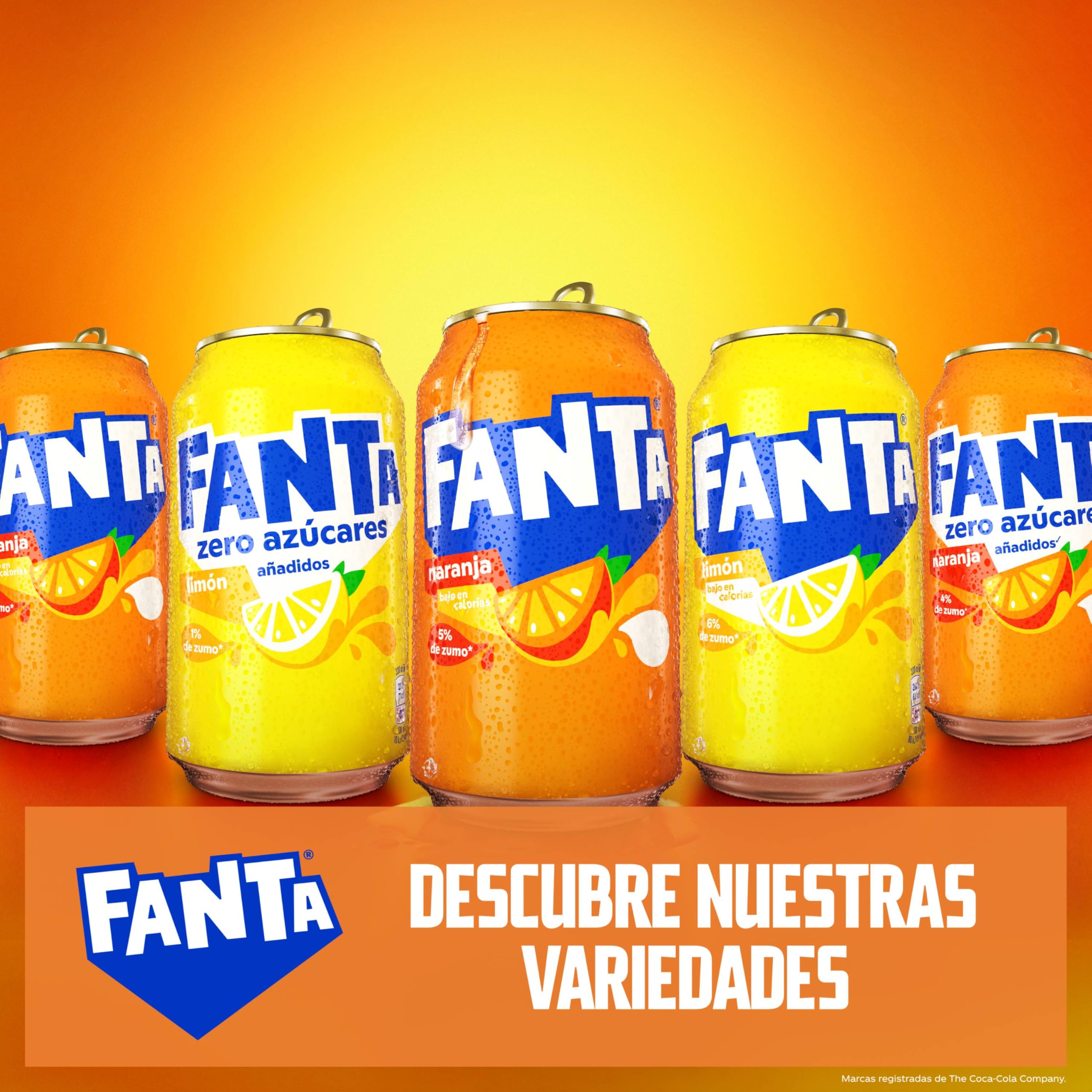 Fanta Limón, Refresco de Limón Elaborado a partir de Zumo, Bajo en Calorías - Pack de 9 Latas, 330 ml