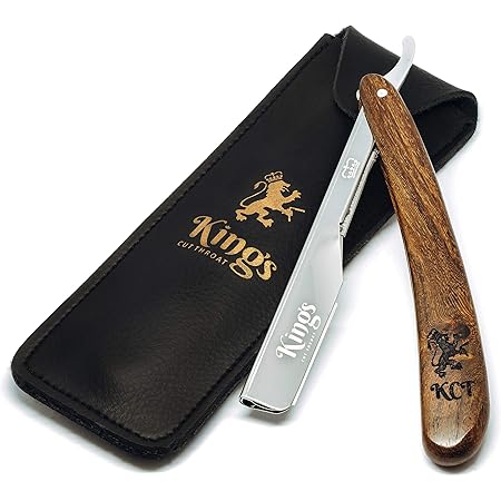 Cut Throat Straight Razor for Men by The Kings Cutthroat - Men’s Cutthroat Shaving Straight Slider – Leather Travel Pouch and Velvet Kit Bag Included – Essential Male Grooming Accessory for Beards