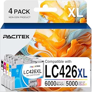LC426XL Ink Cartridges 6000/5000 pages (High Yield) for Brother LC426 XL Multipack for Brother MFC-J4335DW MFC-J4340DW MFC-J4535DW MFC-J4540DW, 4 Pack