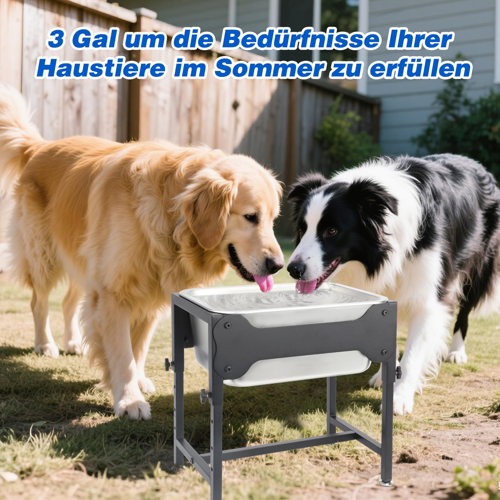 11.4 l erhöhte Hundenapf für große und sehr große Hunde Edelstahl-Hundenapf mit 4 Höhen verstellbarem Metall-Anti-Rutsch-Ständer Futternapf für Haustiere Für den Innen- und Außenbereich