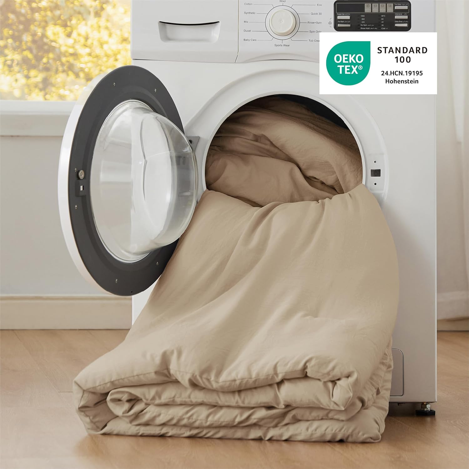 Bedsure Oversized Queen Comforter Set, Khaki Soft Prewashed Bedding for All Seasons, 3 Pieces GentleSoft™ Bed Set, 1 Lightweight Comforter (98"x98") and 2 Pillowcases (20"x26") - Image 5