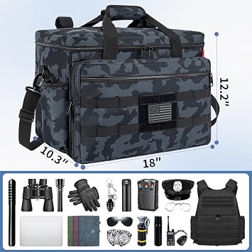 Patrol Bag Law Enforcement Police Gear Bag | Car Front Seat Organizer for Police with Laptop Layer and Cup Holders, MOLLE System, Fits Vehicle Passenger Seat, Black Camo