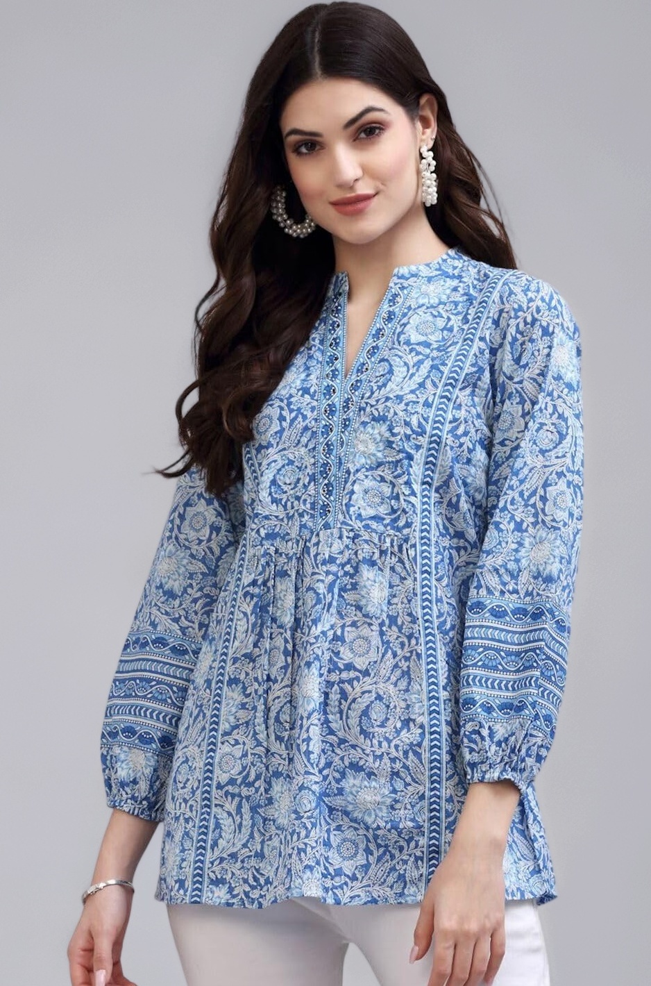 Women's Floral Printed Cotton Regular Fit Top