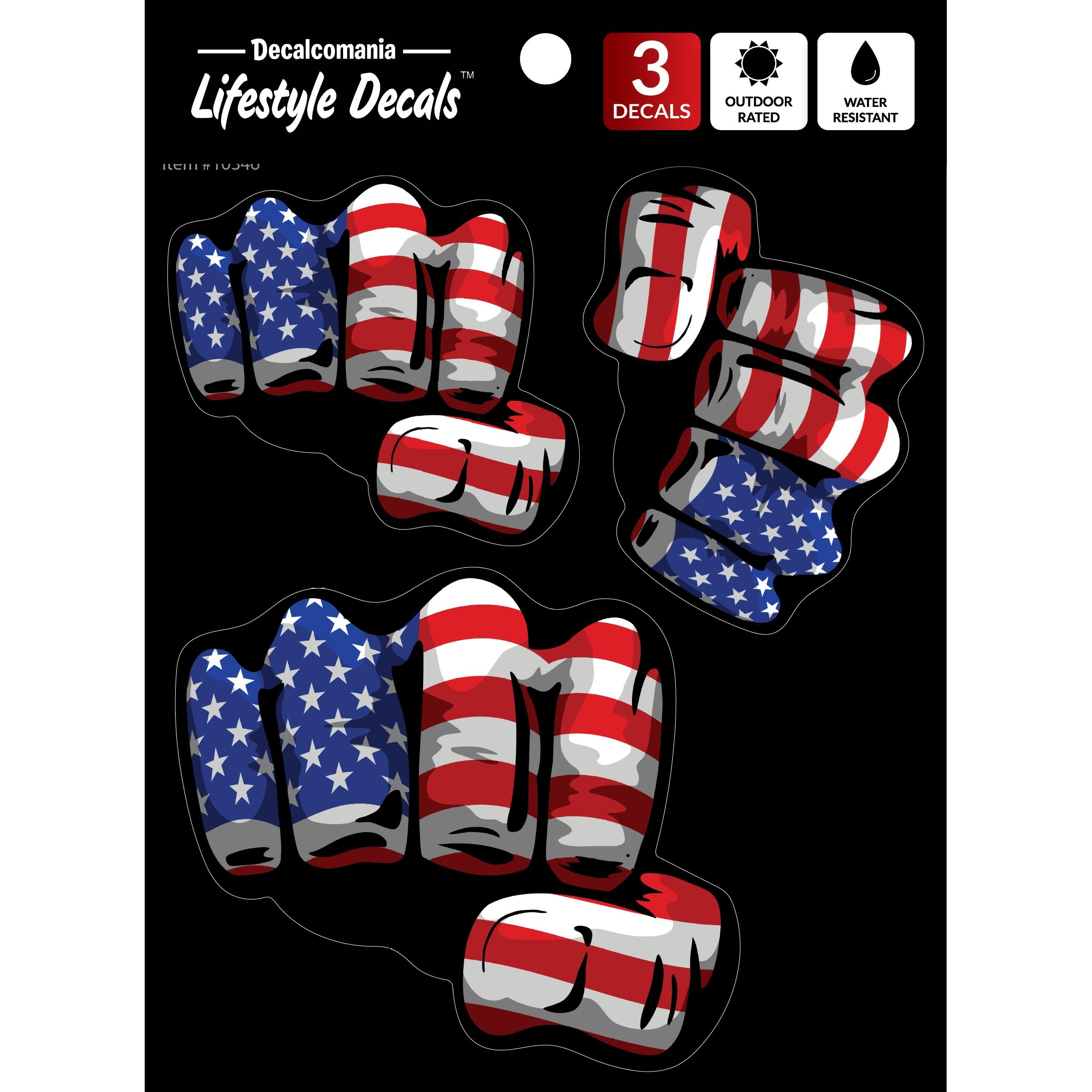 American Flag Fist Bump Truck Decals - Set of 3 Patriotic USA Flag Vinyl Car Window Stickers for Vehicles Motorcycle Helmet Hard Hat Water Bottle