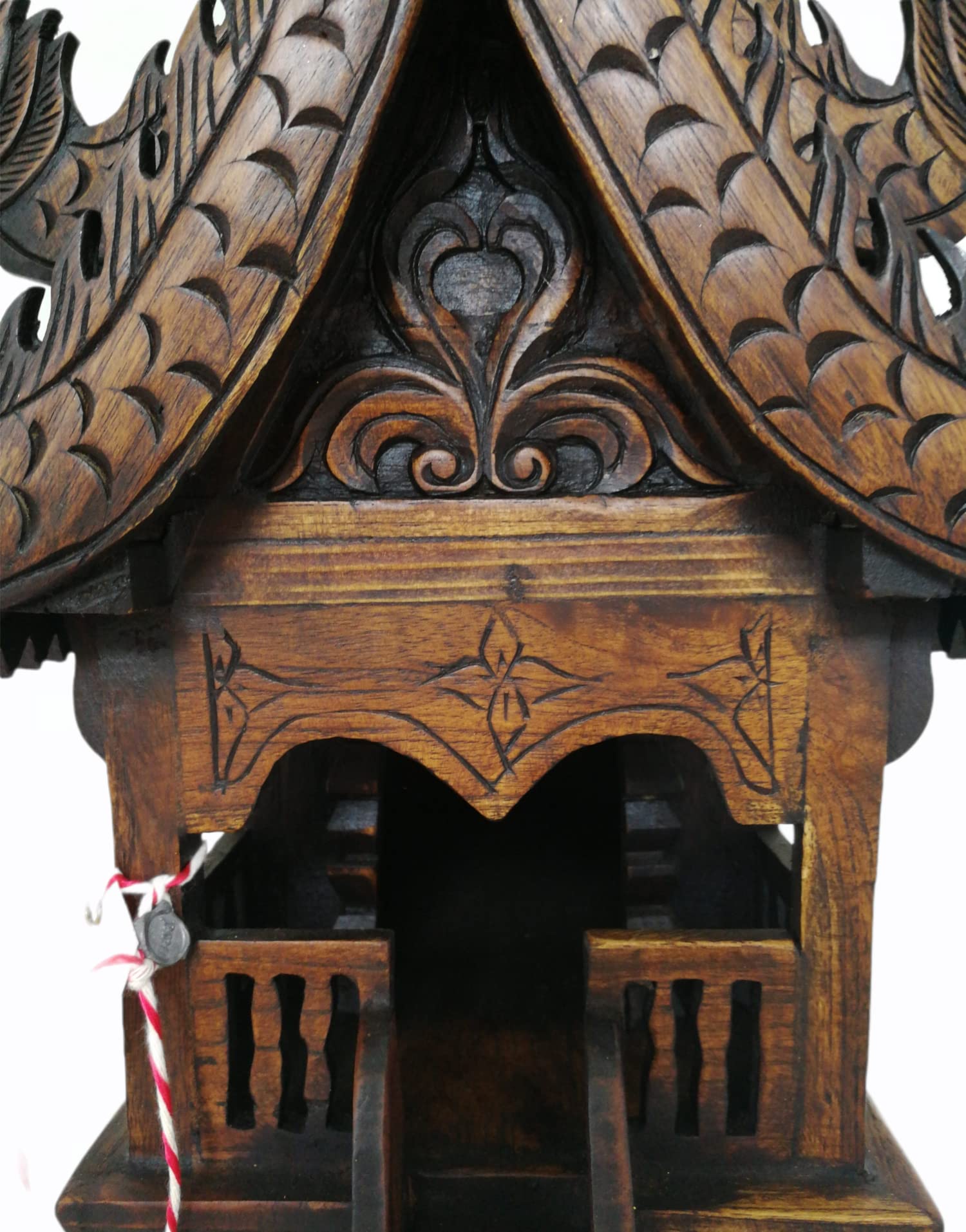 Großes Thailändisches Geisterhaus Teak Gewachst – San Phra Phum Spirit House aus Holz – Für Innen & Außen – Asiatische Deko & Glücksbringer – 47 cm