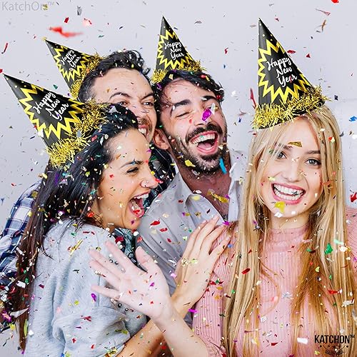 Miniatura 2 de KatchOn, Sombreros de Feliz Año Nuevo 2024  Paquete de 12, borla de lámina dorada  Sombreros de fiesta de Año Nuevo, decoraciones de Año Nuevo 2024