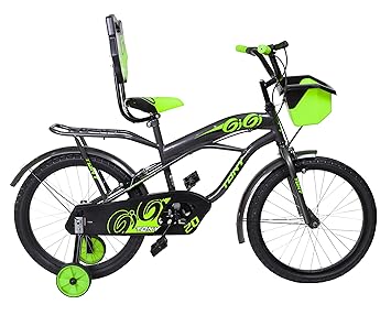 TONY RAW Bicycles Sports Gigi with Training Wheels 20T BMX Single Speed Bicycle Cycle for Kids 7 Years to 10 Years Boys & Girls Grey Green