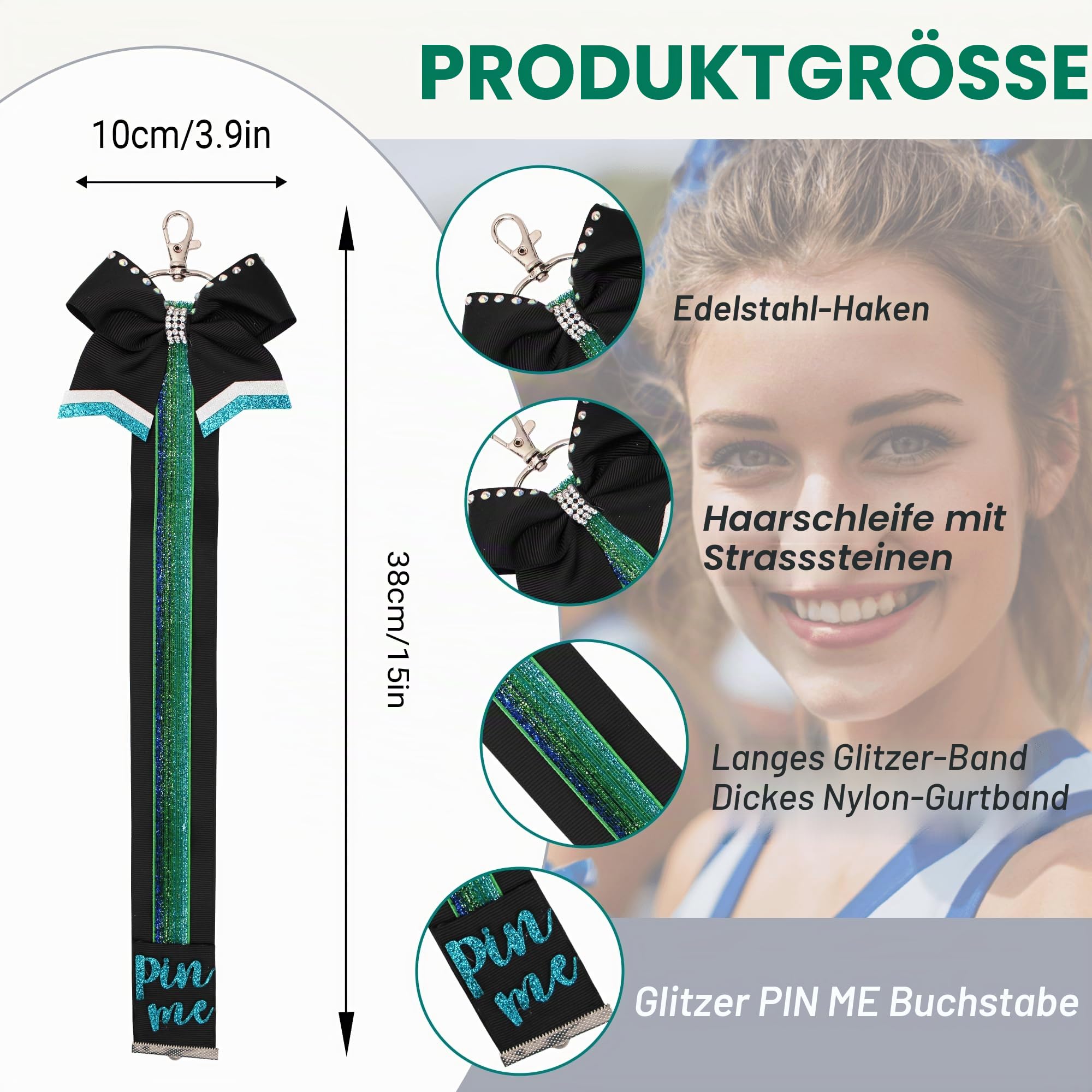 Cheerleader Rucksack mit Cheer Pin Gurt für Cheerleading Geschenke Teamfrauen