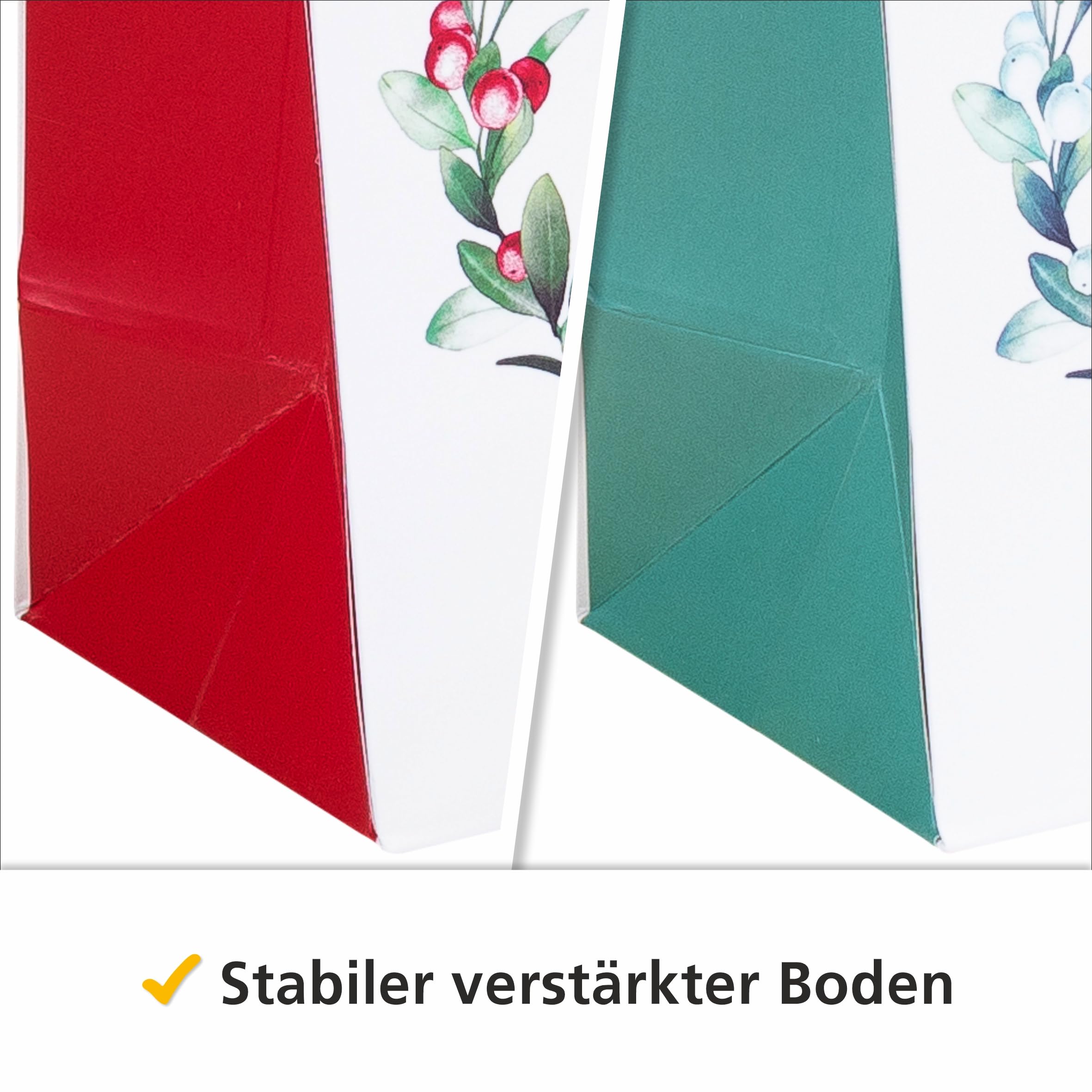 HEKU 24 sacchetti regalo natalizi XL, 33 x 26 x 13 cm, ghirlanda natalizia con finitura Hotfoil, inclusi bigliettini pieghevoli, carta di alta qualità