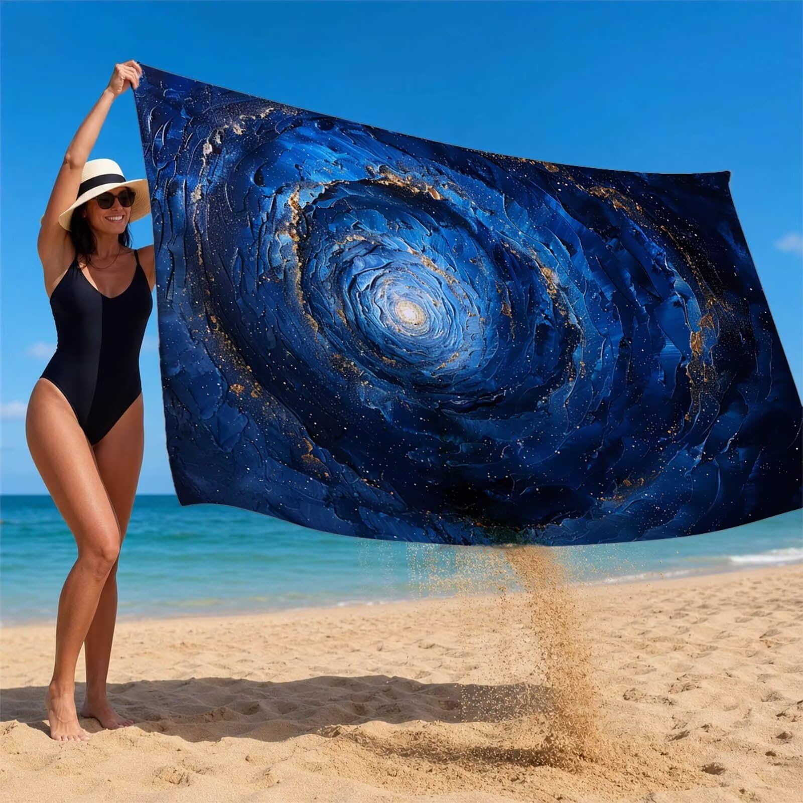 Abstracto Toalla Playa 220 x 160 Resistente a la Arena Secado rápido Ligero, Toalla Playa Grande 160x220cm Suave Cómodo como Gym Yoga Sauna Toallas Baño Grandes Travel Essentials Universo XTLS-5765