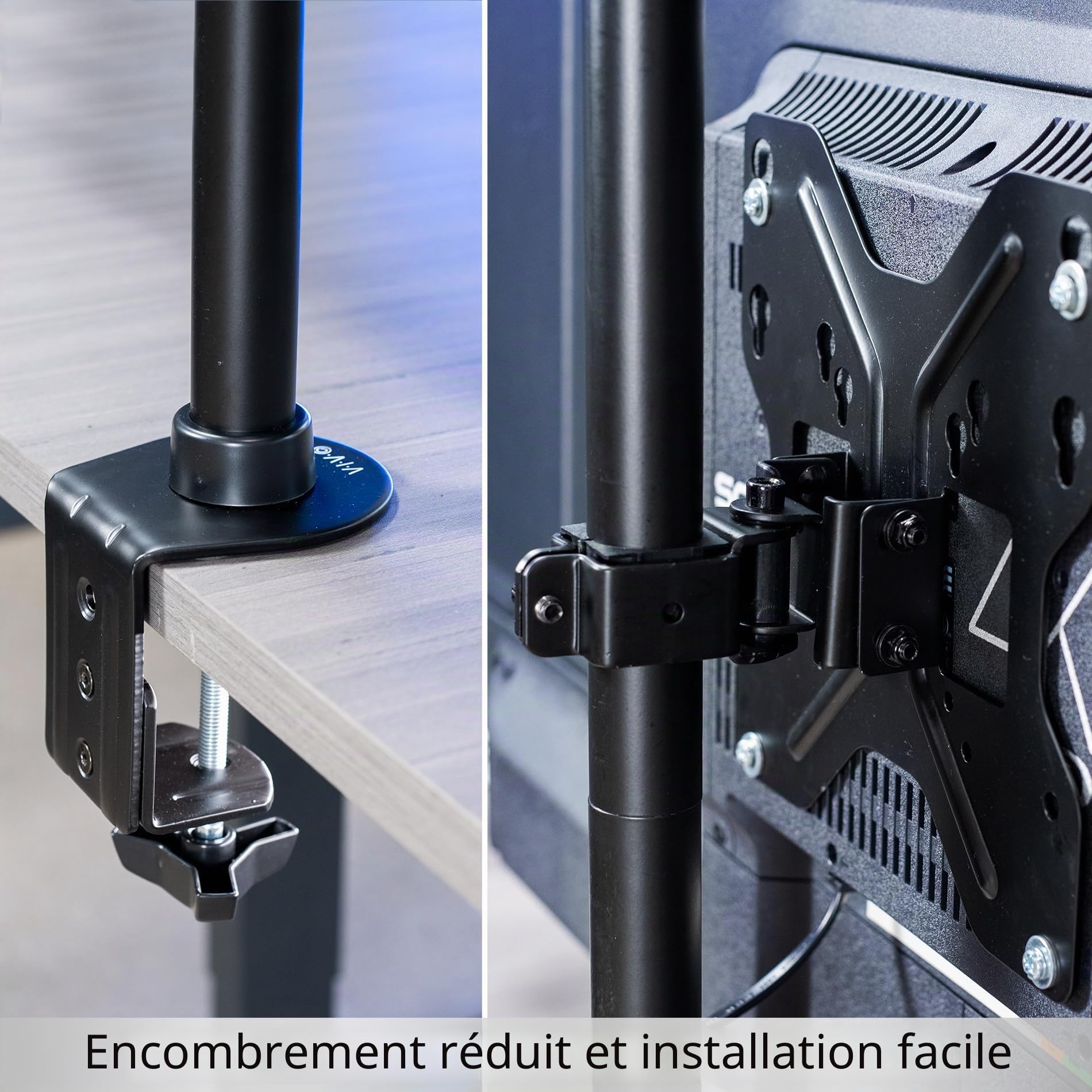 VIVO STAND-V155CW Support de Bureau Noir Ultra Large, pour écrans jusqu'à 55 Pouces, Poids de 29,9 kg, Simple, à Hauteur réglable