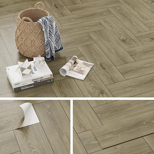 Paquete de 6 pisos de madera rústica para despegar y pegar de 6 x 36 pulgadas, suelo laminado de roble para baño, suelo de tablones de vinilo de