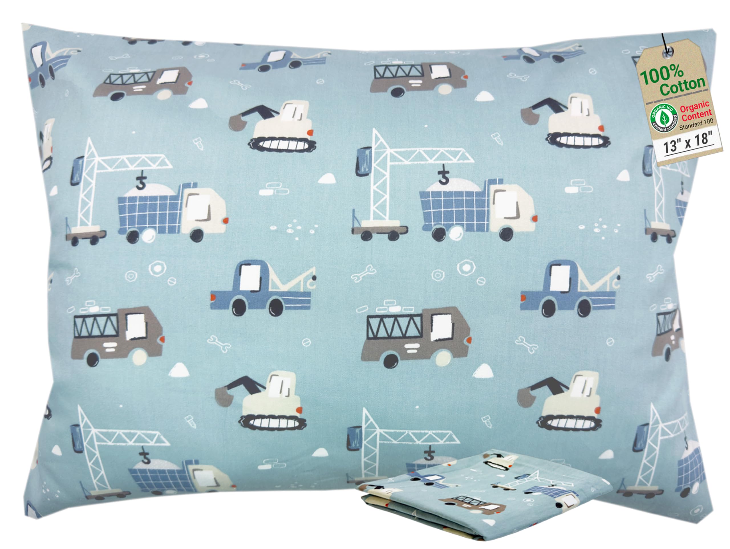Photo 1 of ZPECC Toddler Pillow with Pillowcase - 13x18 Organic Cotton Hypoallergenic Kids Pillow, Baby Essentials for Travel Crib Daycare Stroller (Intended for Age 2 and up) Truck