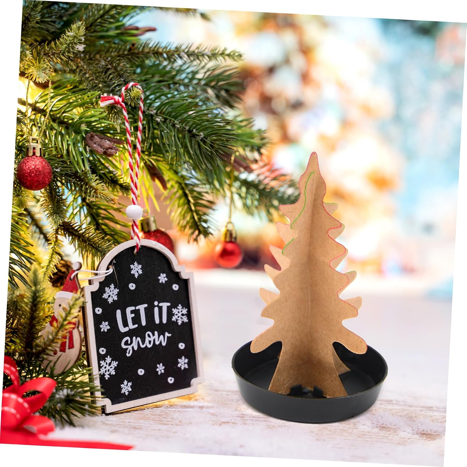 Cabilock 48-Piece Paper Blossom Christmas Tree Base Miniature Tree Tray Christmas Decor