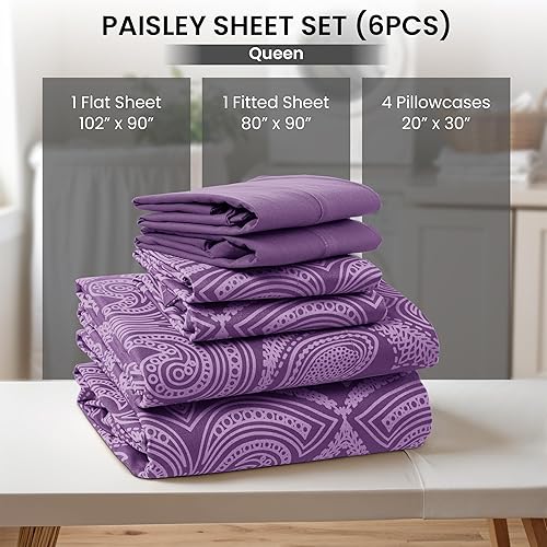 Miniatura 8 de LUX Décor - Juego de sábanas de microfibra ultrasuave de 6 piezas con sábana encimera, sábana bajera de 16 pulgadas de profundidad y 4 fundas de