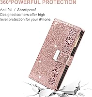 Vista 6 de Funda de teléfono para Huawei P30 Lite/Nova 4E con protector de pantalla de vidrio templado y correa para la muñeca Bling Glitter Flip Zipper
