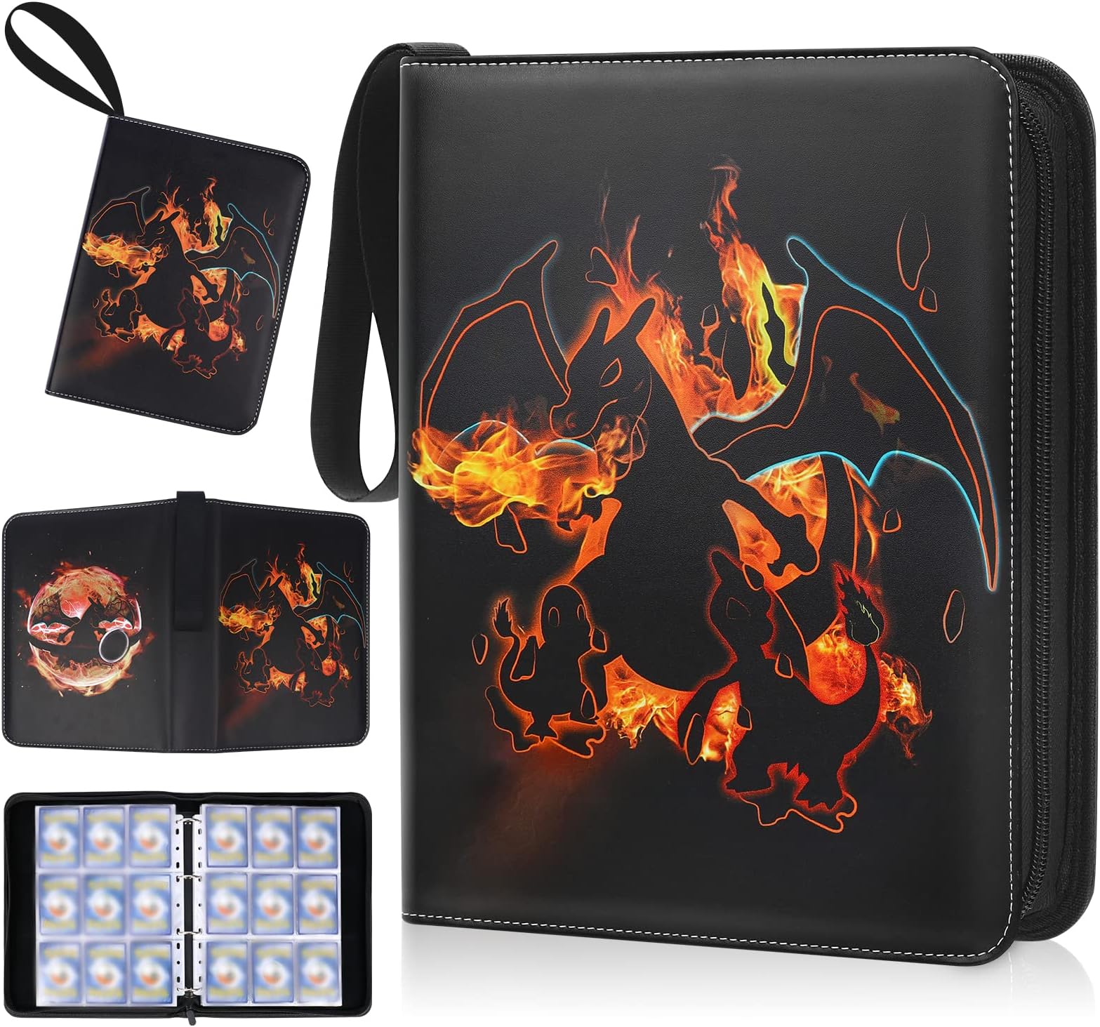 Trading Card Binder 900 Cards, 9 Pocket Card Collection Binder with Removable Label, Card Album Holder with 50 Sleeves by SIMBOOM