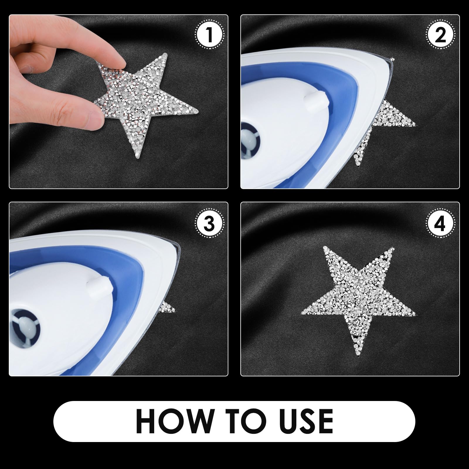 Strisce di strass Adesivo strass di cristallo sui vesti 5 pezzi / lotto Toppe termoadesive personalizzate Trasferimenti termici Applicazioni per indumenti  15