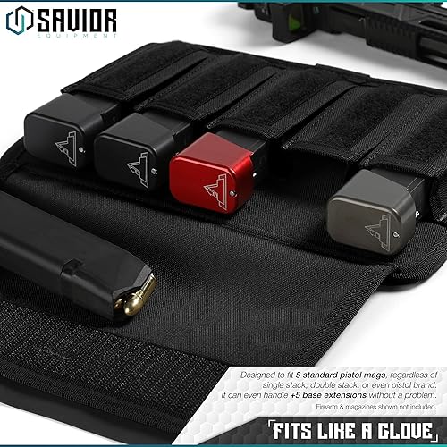 Miniatura 29 de Savior Equipment Mag Buddy - Paquete de 2 bolsas tácticas para pistolas con capacidad para hasta 5 cargadores estándar de pila individual/doble