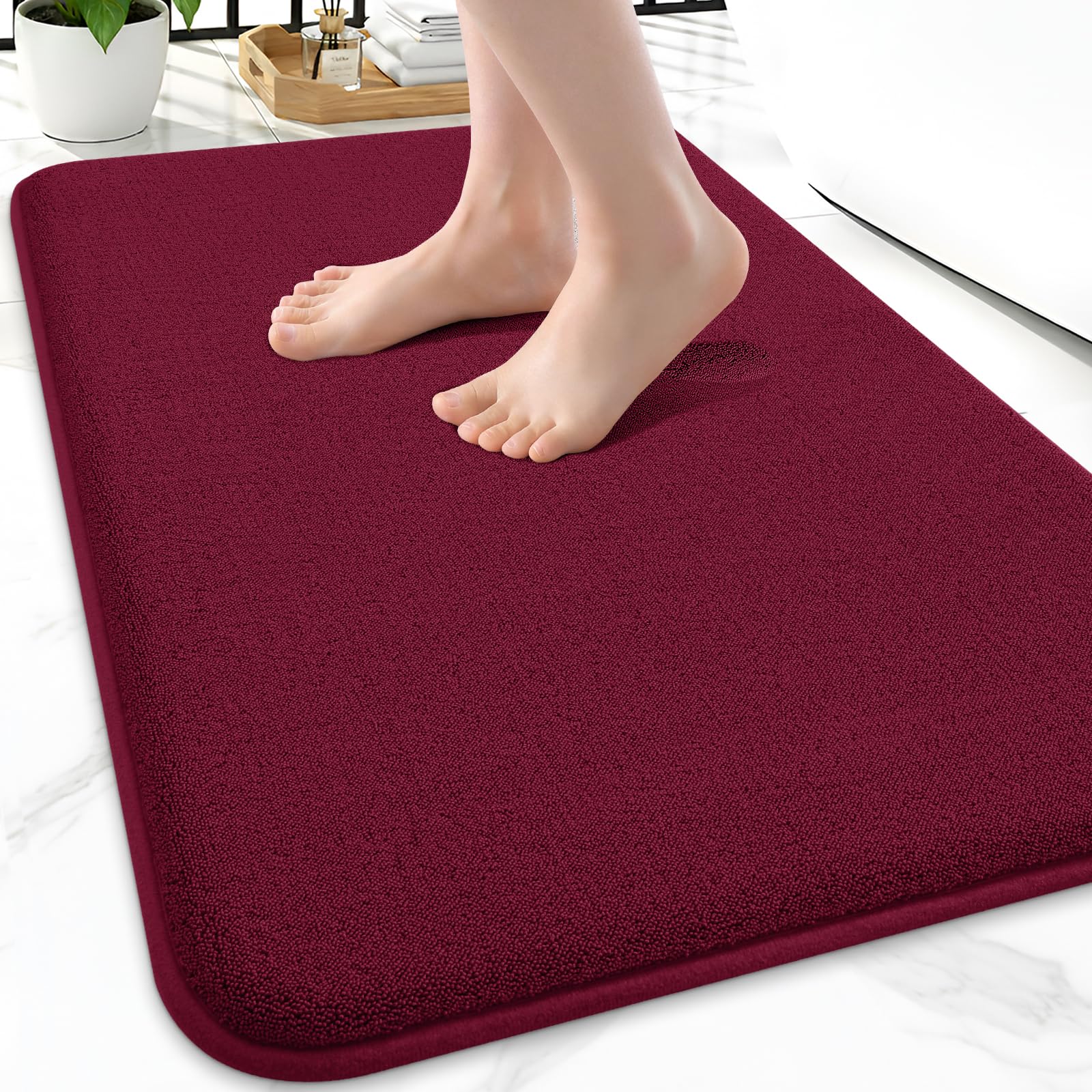 Smiry Smiry Memory Foam Bath Mat 24x16, Extra Soft Absorbent Bathroom Rugs