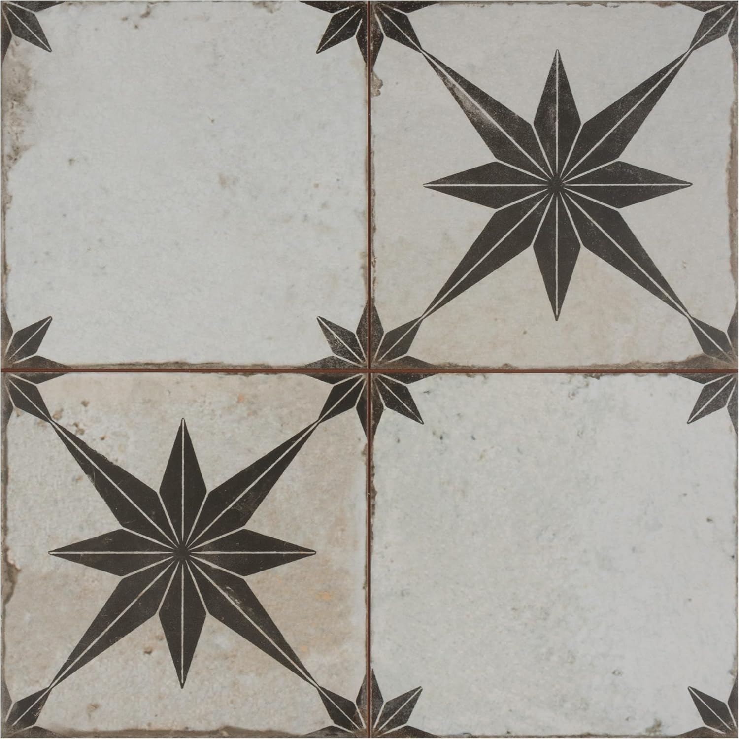 Merola Tile Kings Star Ara Nero 17-5/8" x 17-5/8" Ceramic Floor and Wall Tile