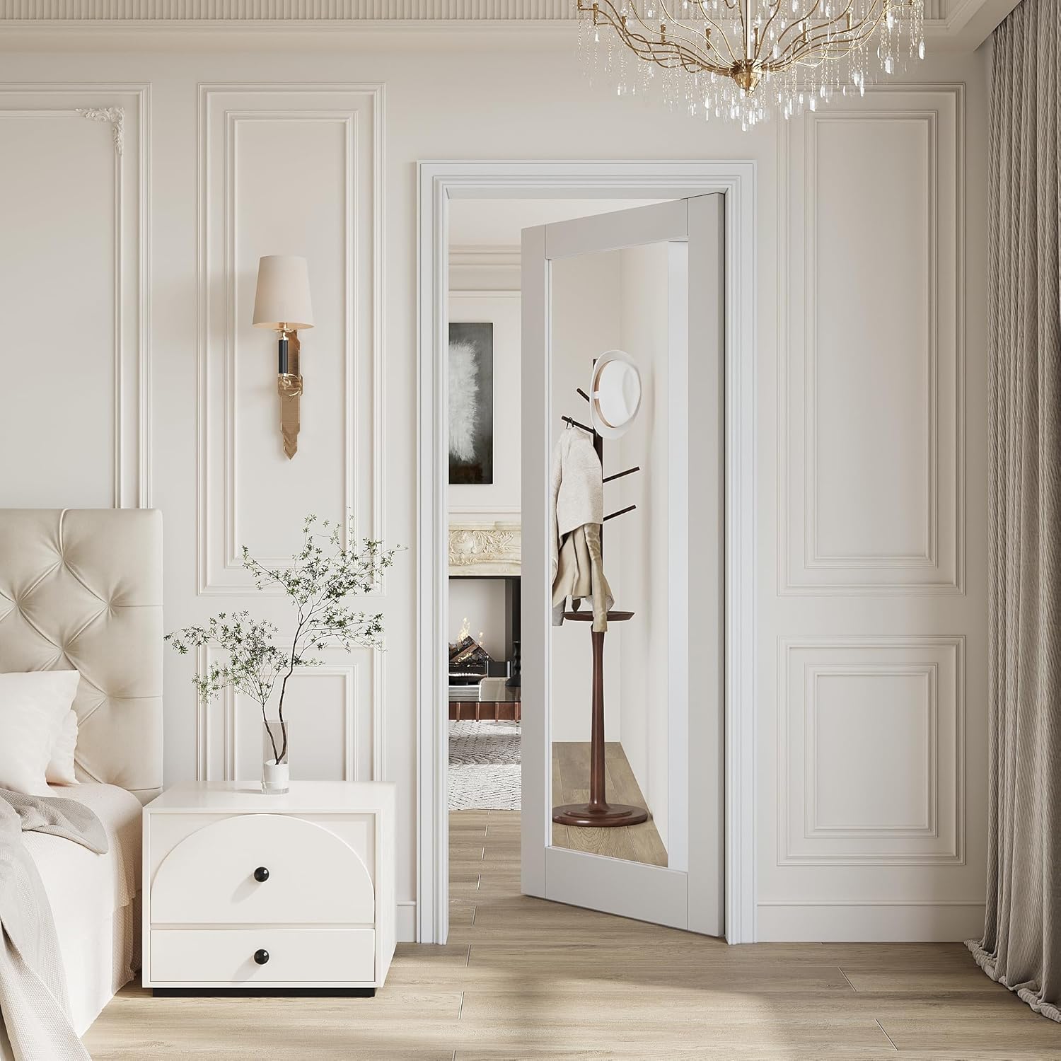 Interior Slab Doors Full-Mirror Solid Core White Primed Standard Door for Bedroom & Living Room,28" x 80"