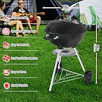 Vista 3 de Parrilla de carbón de 18 pulgadas, parrilla portátil para barbacoa, regalo perfecto para barbacoa, duradera y fácil de montar, parrilla redonda