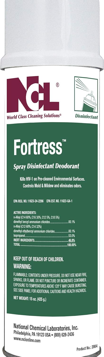 FORTRESS Spray Disinfectant Deodorant, aerosol 12/15 oz Aerosol Case (NCL2004)