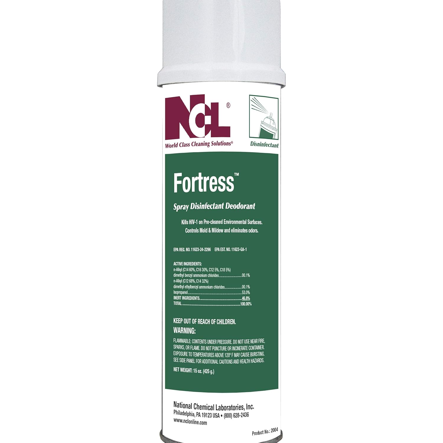 FORTRESS Spray Disinfectant Deodorant aerosol 12 15 oz Aerosol Case NCL2004