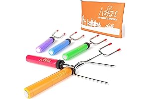 Marshmallow Roasting Sticks Kit: Extendable Stainless Steel Campfire Forks for Smores &...