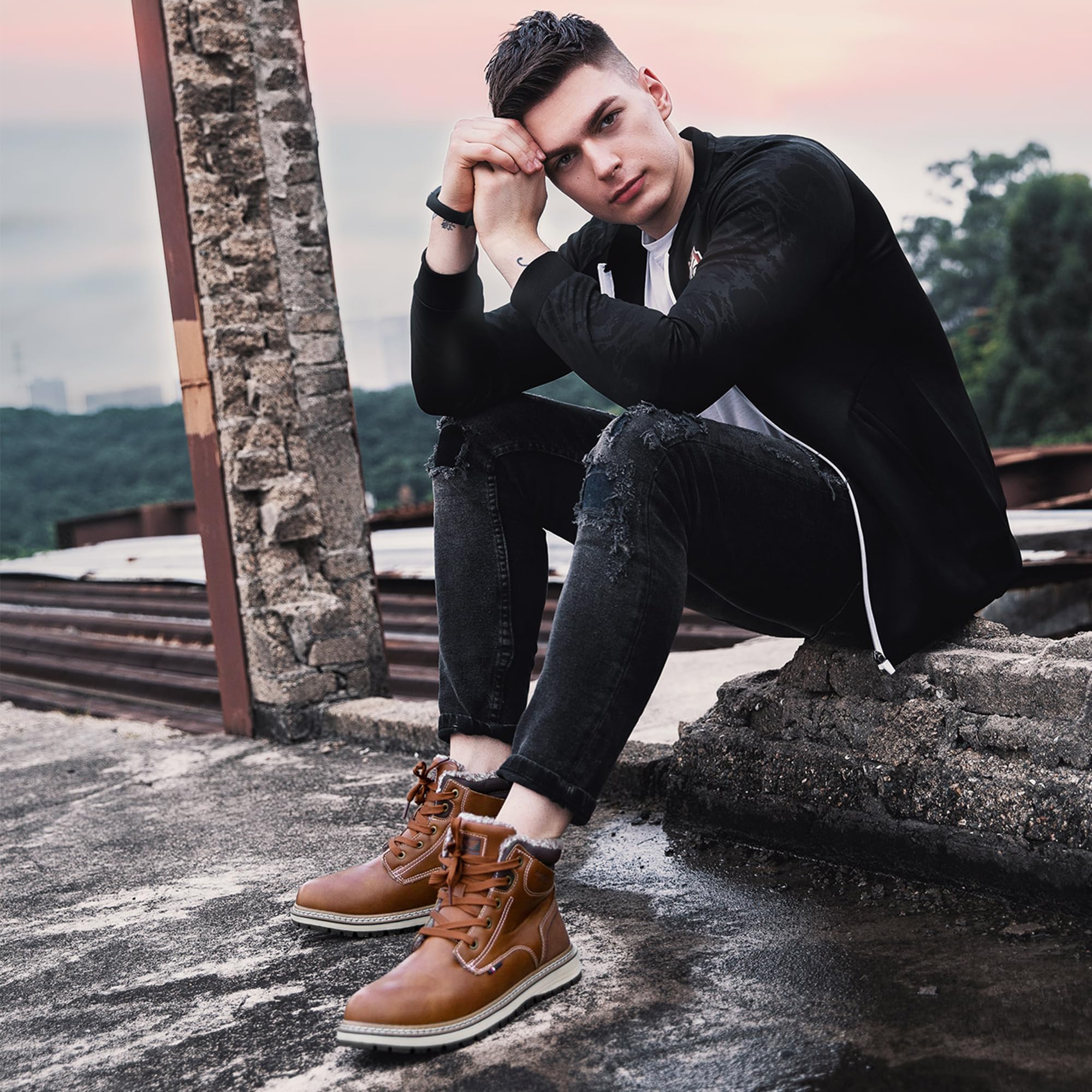 ARRIGO BELLO Botas Hombre Invierno Botines Senderismo Nieve Cálido Antideslizante Trekking Zapatos Talla 41-46