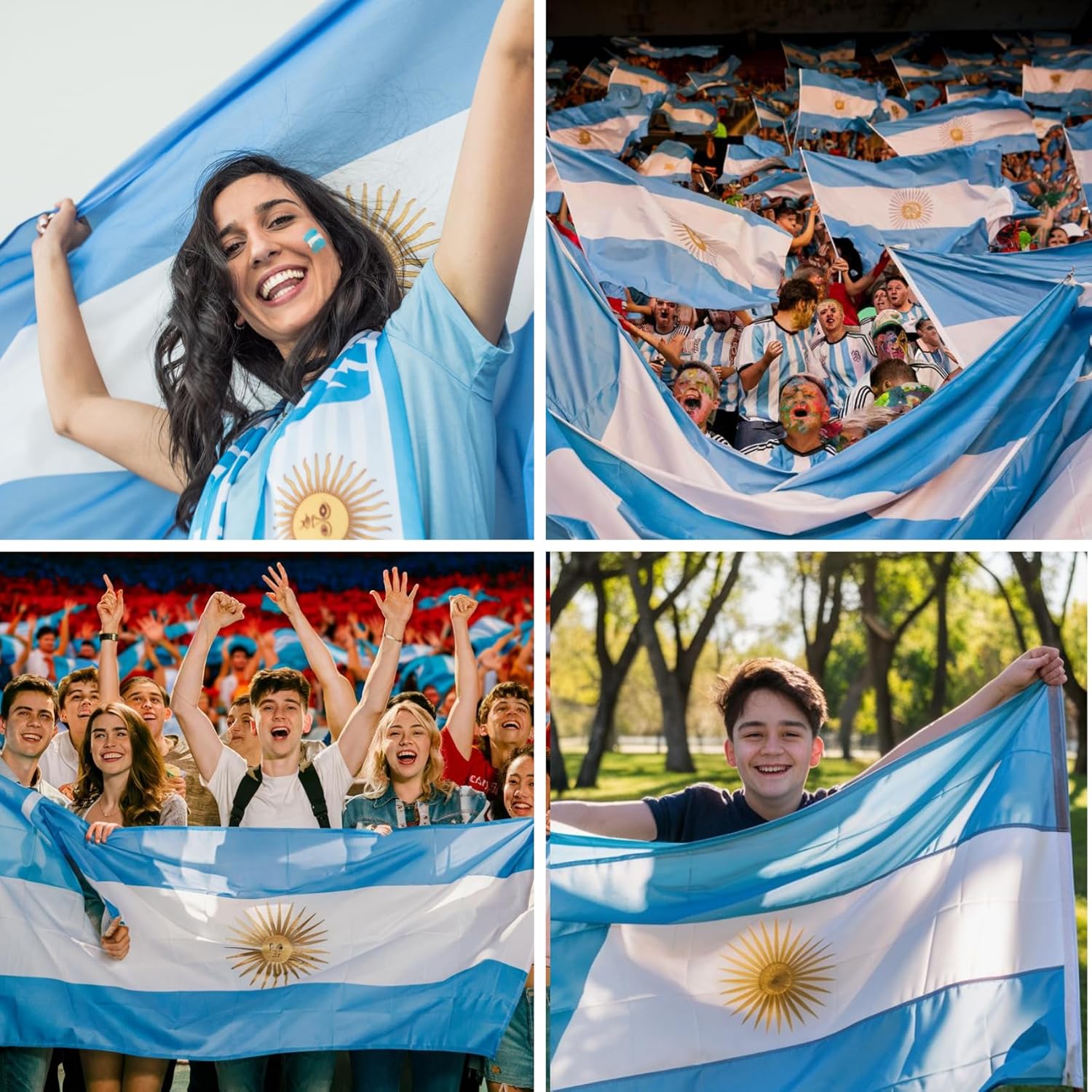 Argentina Flag Set 3x5 Feet Flag, Bucket Hat in Argentina Colors, and 2 Silicone Wristbands Perfect for Sports Fans, World Cup, and Patriotic Events