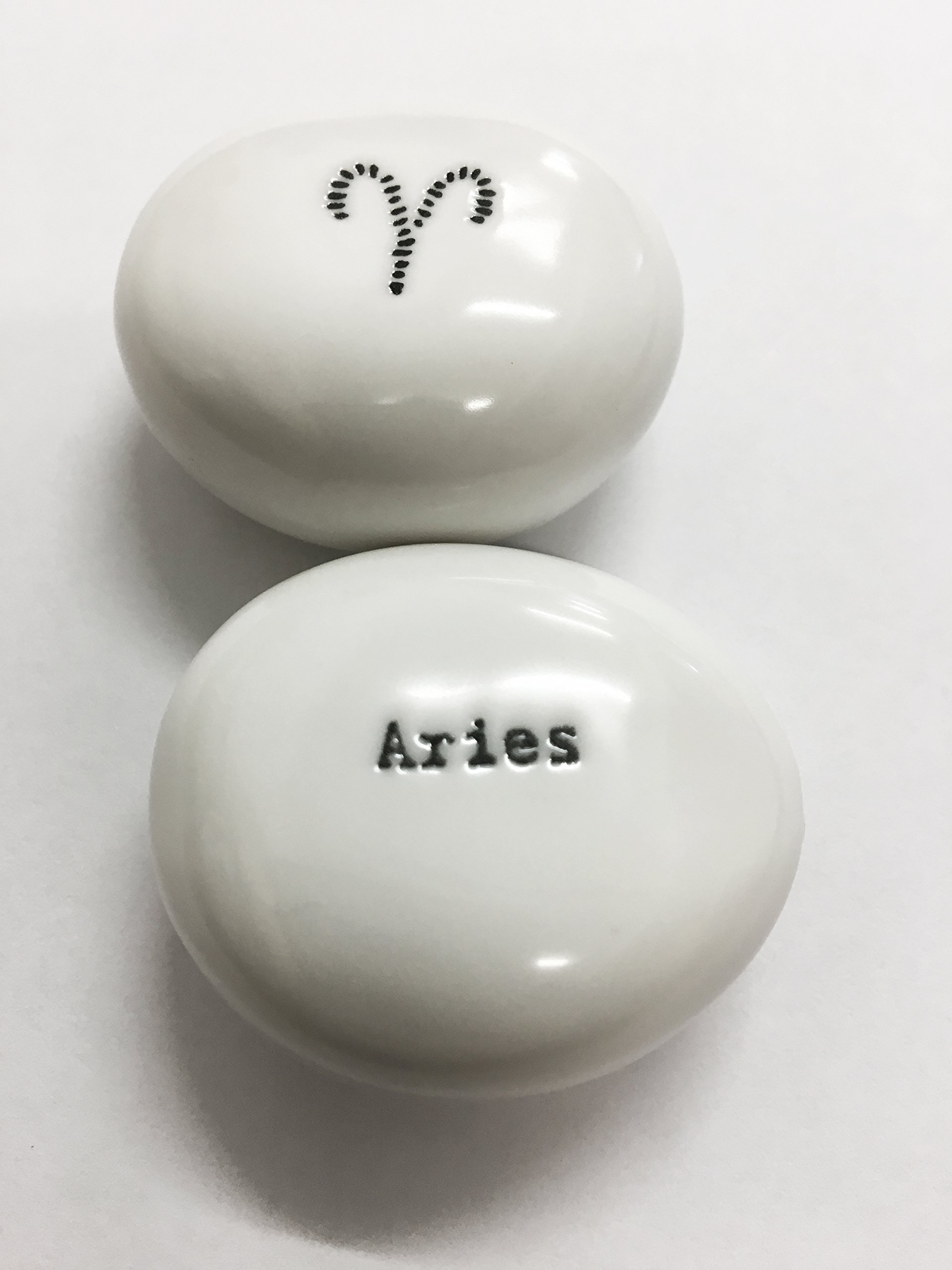 East Of India Zodiac Porcelain Pebble - Aries Star Sign