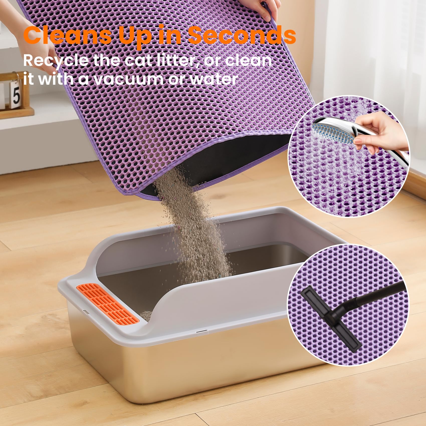 Petinstinct Extra Large Cat Litter Mat, 75x55cm Honeycomb Double Layer Cat Litter Mat Trapper - Image 4