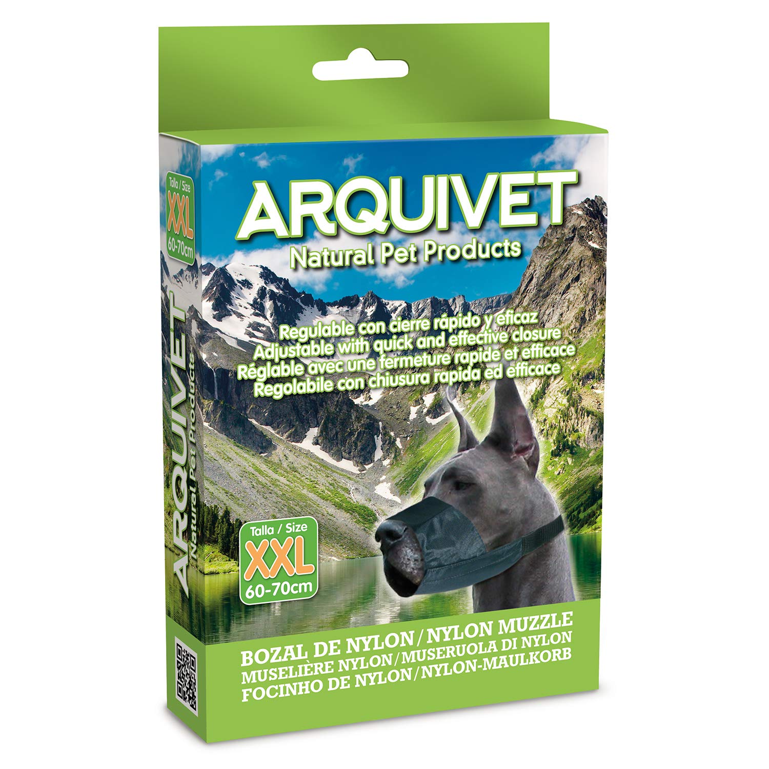 Arquivet Bozal para Perros Nylon XXL Color Negro adiestramiento y Paseo de Nuestros Perros, Protección para Perros Grandes, Accesorios caninos