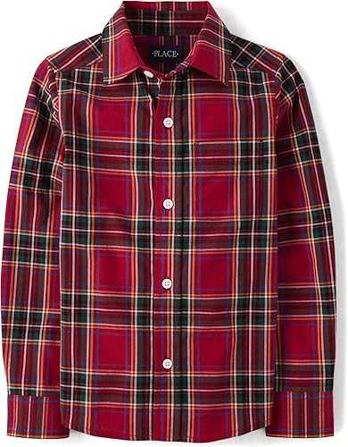 The Children's Place Boys' Long Sleeve Poplin Button Up Shirt