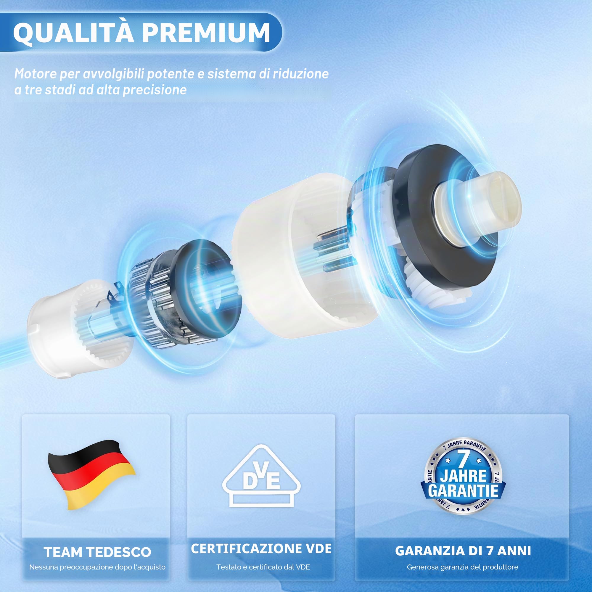 jarolift Motore tubolare elettrico per tapparelle - TDEP 20 Nm/13 giri (SW60 mm / 42 kg di forza di trazione)