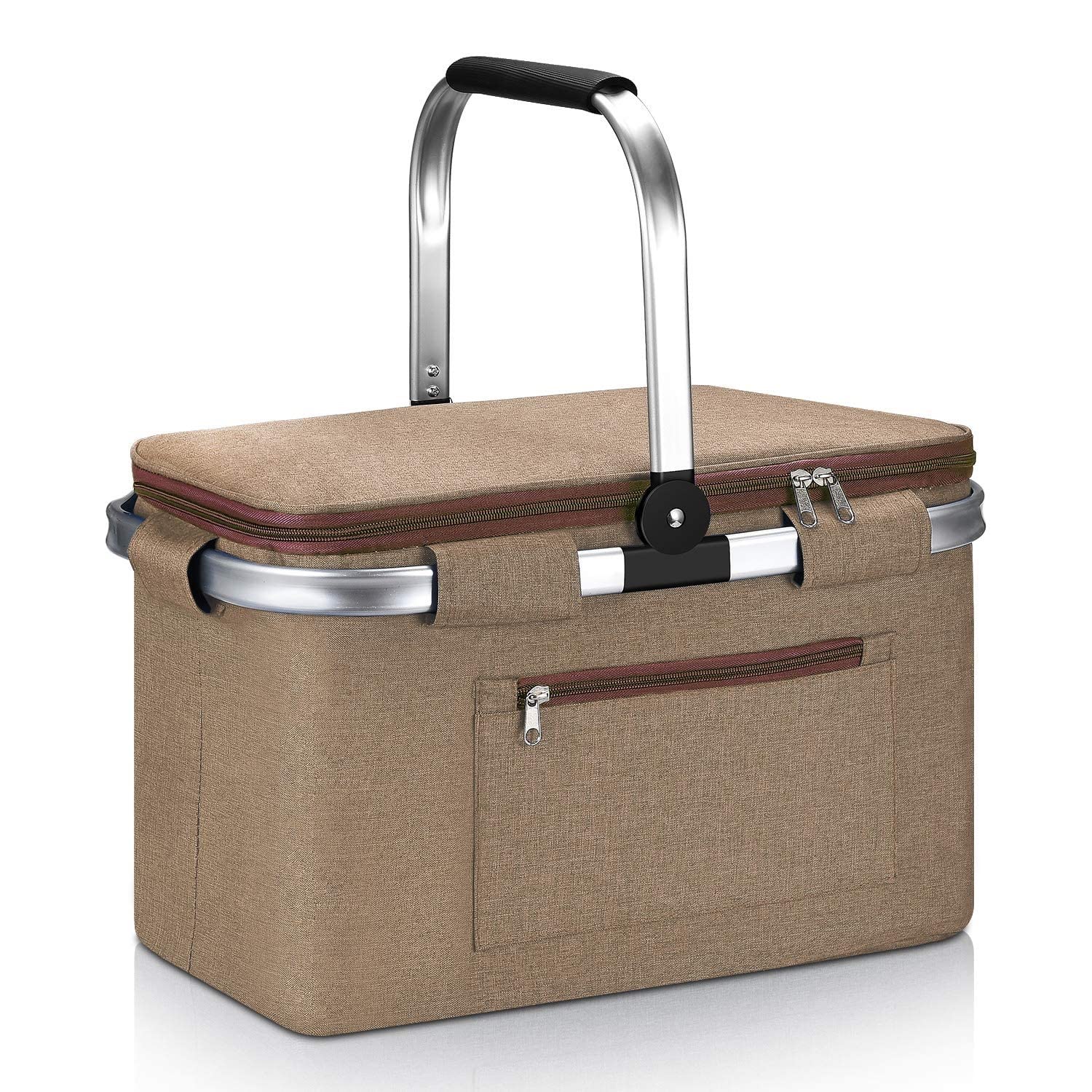 Zorzel Foldable Insulated Picnic Basket, Cooler Bag with Hard Liner Lunch Bag, Picnic Basket Bag, Shopping Baskets for Camping/Outdoor Activities.. (Multi Color) (B0B76WKYKZ) Amazon Price History, Amazon Price Tracker