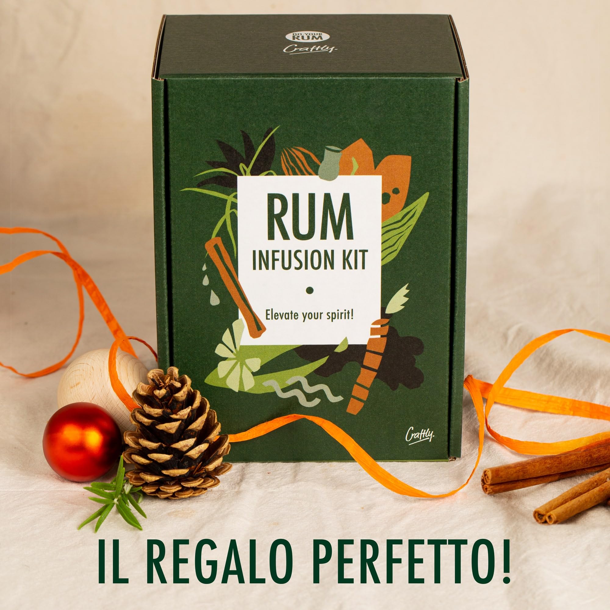 Kit Infusione Rum By Craftly | Prodotti Botanici Naturali Per Cocktail Fatti In Casa | Ottimo Regalo Per Natale, Compleanno, San Valentino, Pensione | Idee Regalo Per Uomo E Donna | Spezie E Bottiglia