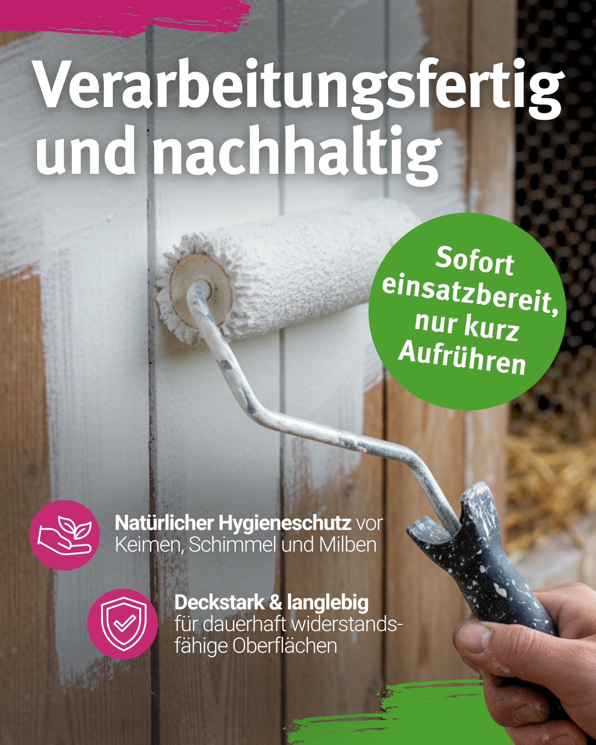 Kalkfarbe Hühnerstall I 5 kg für ca. 30 m² I Antibakterielle Stallfarbe gegen Milben & Schimmel I 100% natürlich & chemiefrei I Atmungsaktiv für ein gesundes Stallklima