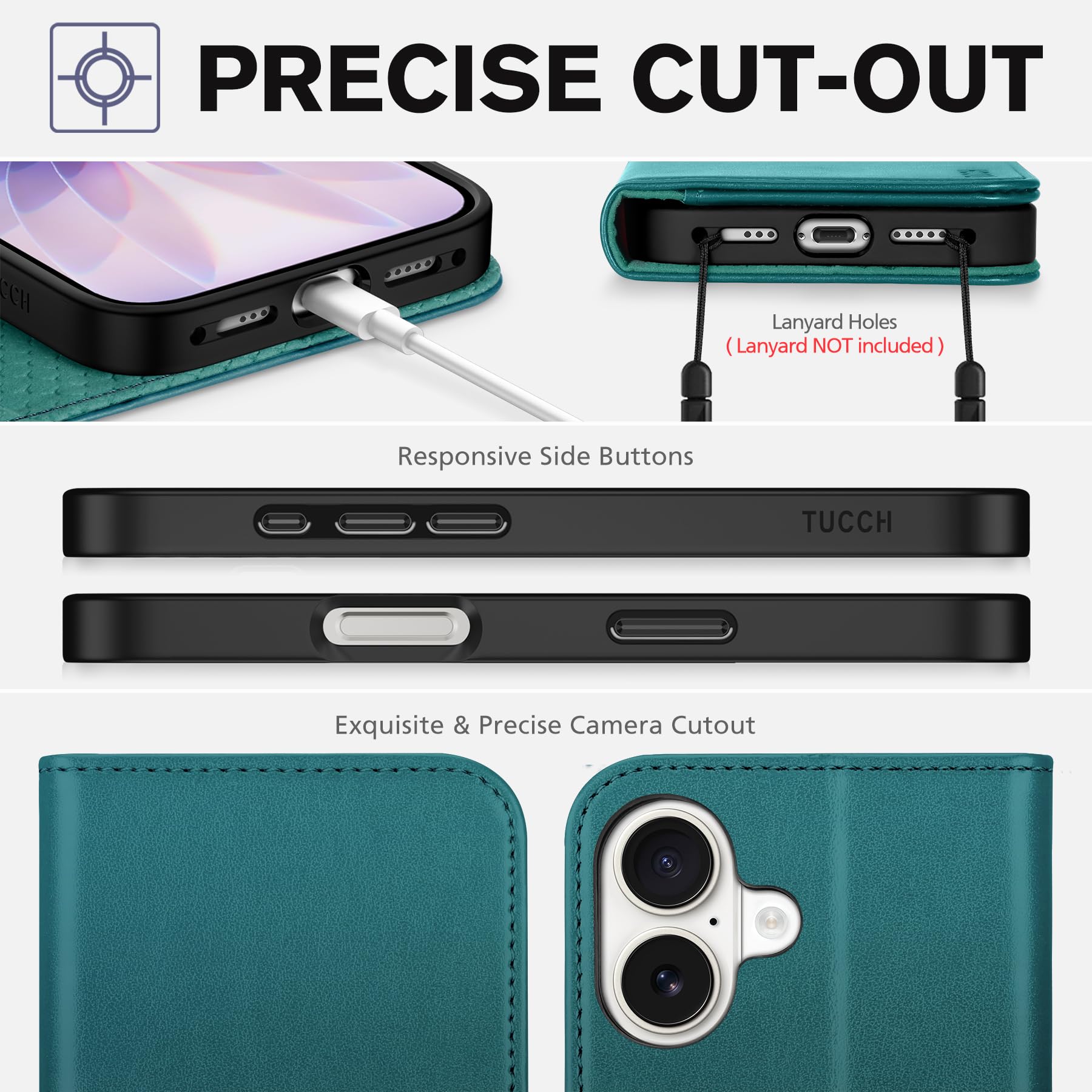 TUCCH Custodia per iPhone 17 6,3-pollici 5G 2025 [RFID Blocking] | Flip Caso Libro Cover Portafoglio Pelle Sintetica TPU Antiurto Funzione Supporto 3 Slot per Schede Protezione Completa, Turchese