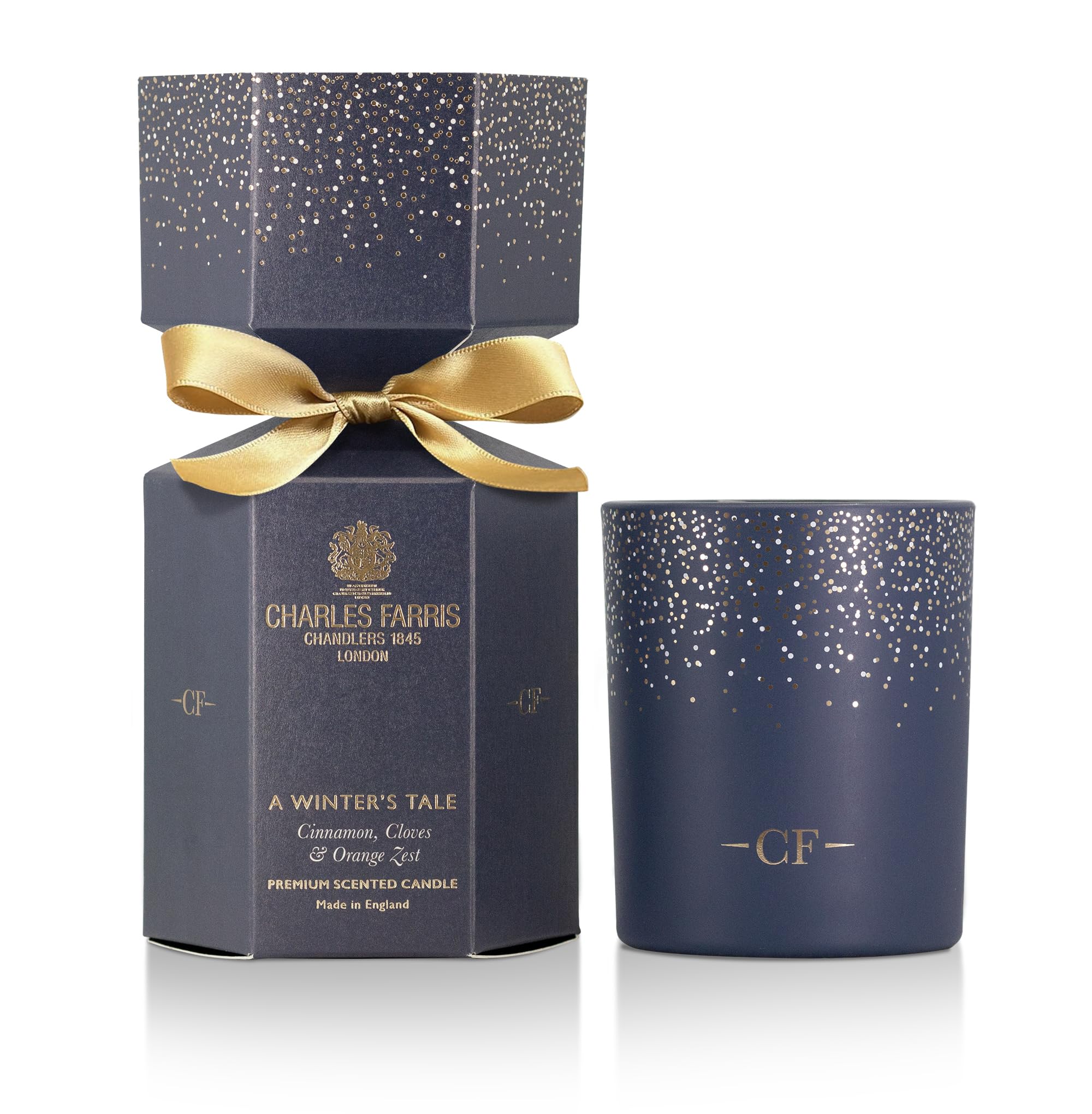 Charles Farris Luxury Scented Christmas Cracker 30cl Candle - 35+ Hours Burn Time - Orange Zest, Cinnamon & Cloves - Luxury Christmas Candle, Made in England (A Winter's Tale)