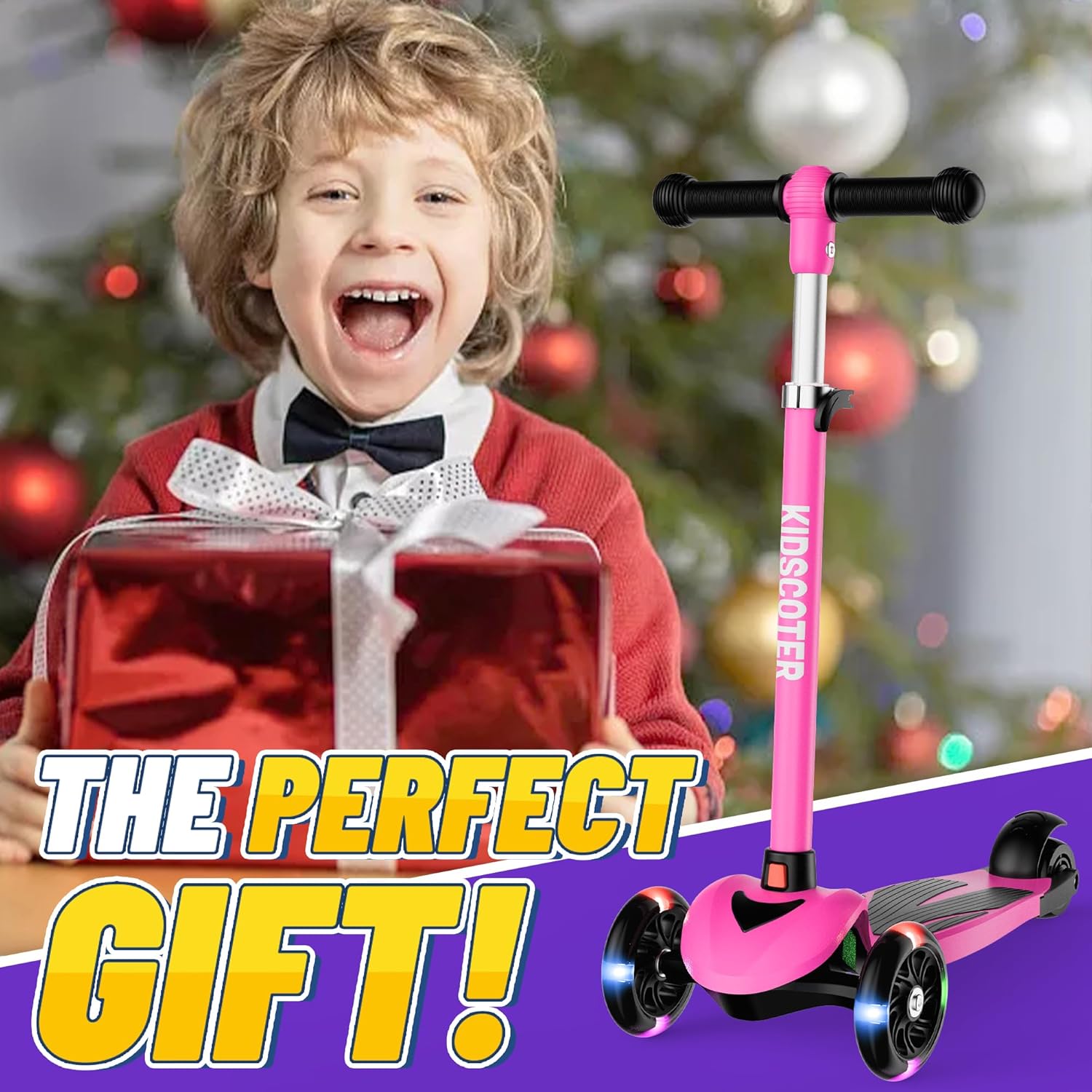 Multicolor Kids Scooter for Ages 3-12, 3 Wheel Lean to Steer Scooter with LED Light-Up Wheels, Adjustable Handlebar, Detachable Easy Storage for Boys & Girls - Image 8