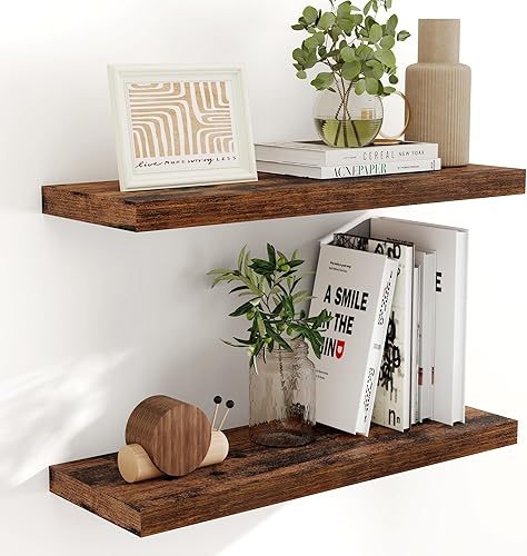 Miniatura 9 de Fun Memories Estantes flotantes de 36 x 8 pulgadas para pared, juego de 2 estantes de baño de granja, estantes de pared de madera de 36 pulgadas de